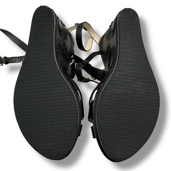 Coach Catalina Wedge Heels Women’s Size 7.5B Black Leather Buckle Strap - Picture 10 of 11